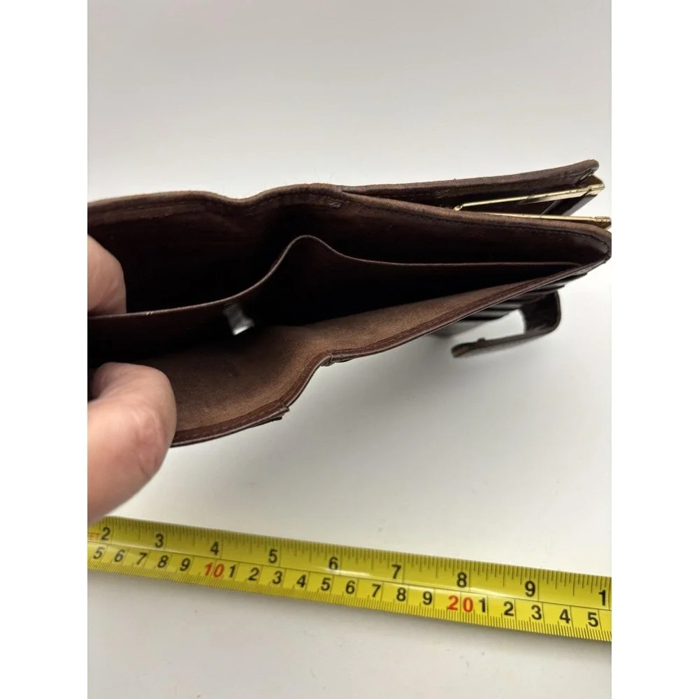 Vintage COACH Clasp Frame Wallet Authentic Women Men 3653 Brown Soft‎ Coin
